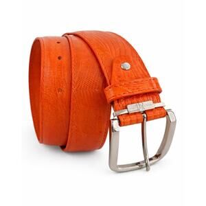 Links and Kings Men's Orange Leather Exotic Lizard Belt Size 40